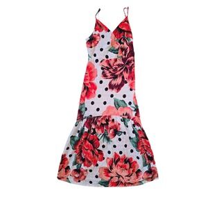 FARM Rio Anthropologie Riviera Eyelet Maxi Dress Red Floral Polka Dot Size 10